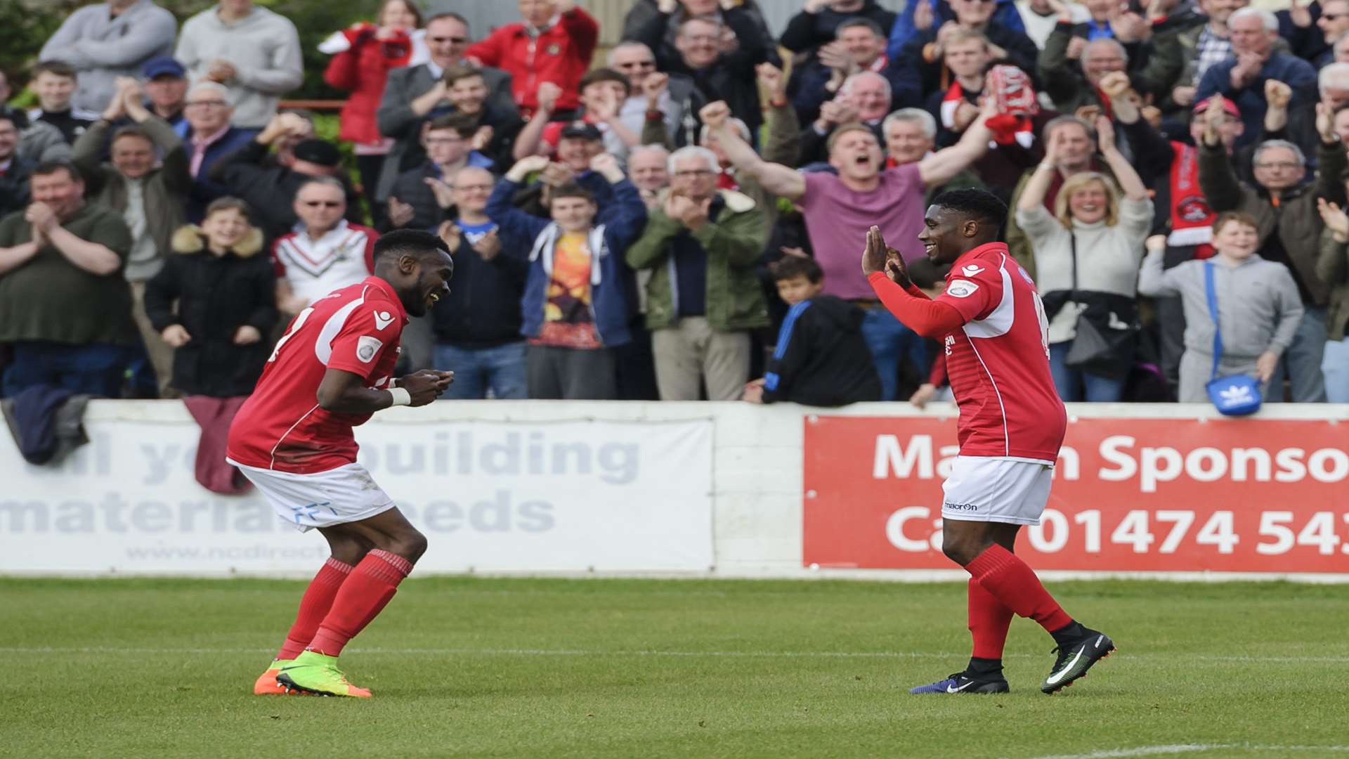 Darren McQueen (right) celebrates his goal with Anthony Cook Picture: Andy Payton