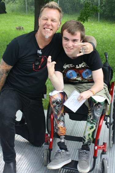 Oliver Mangion (left) with his idol James Hetfield of Metallica.
