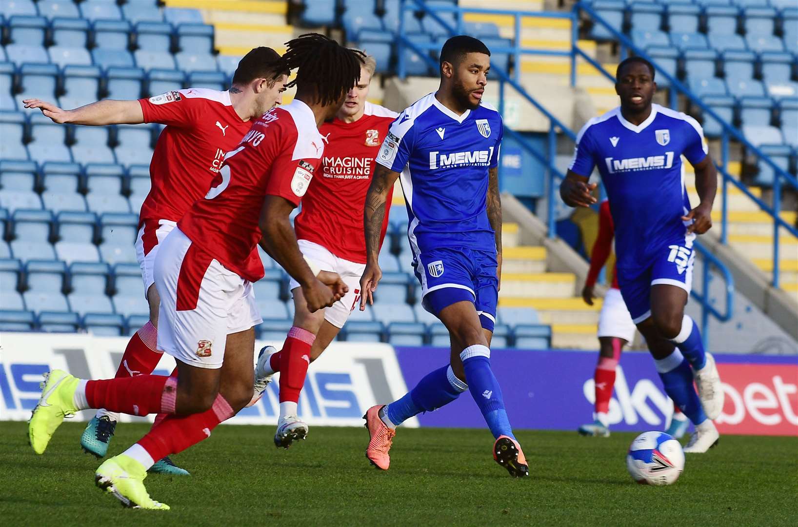 Gillingham's Dominic Samuel on the ball against Swindon. Picture: Barry Goodwin (43420955)