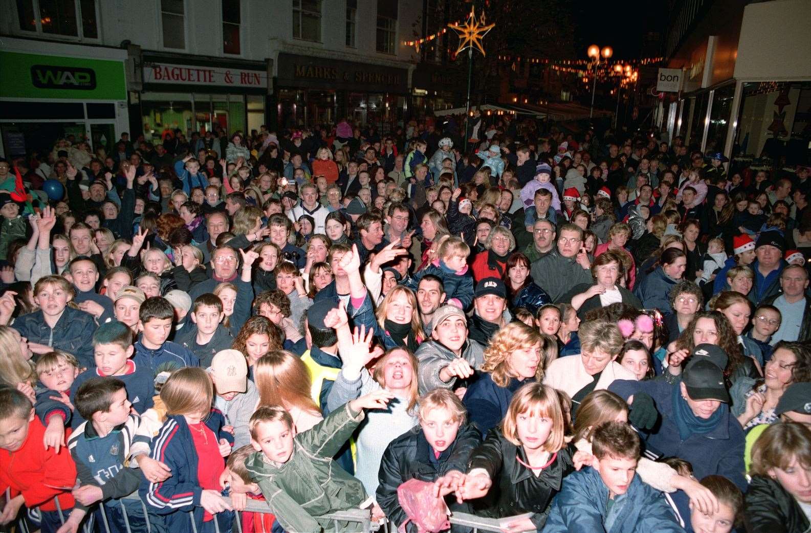Folkestone's high street was packed for the Christmas lights switch-on in 2001