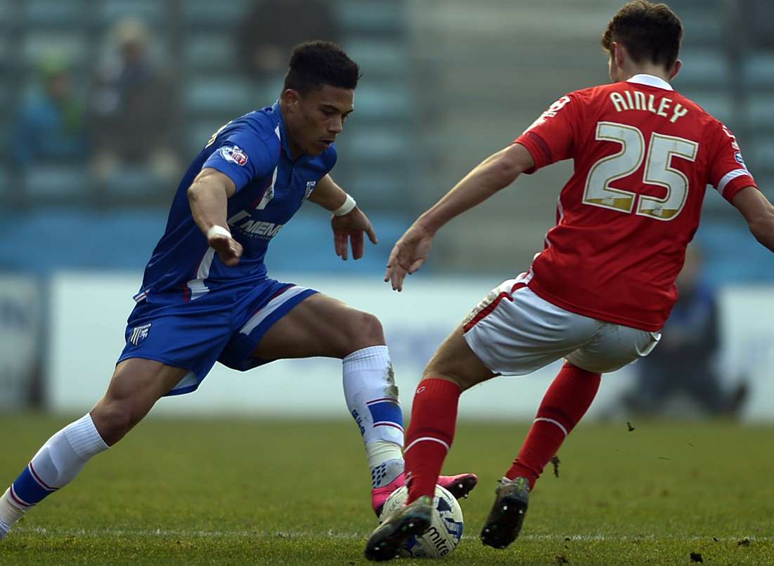 Bradley Garmston in action for Gillingham Picture: Barry Goodwin