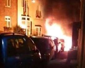 A car on fire in Camden Road, Ramsgate Pic: Lucy Salter