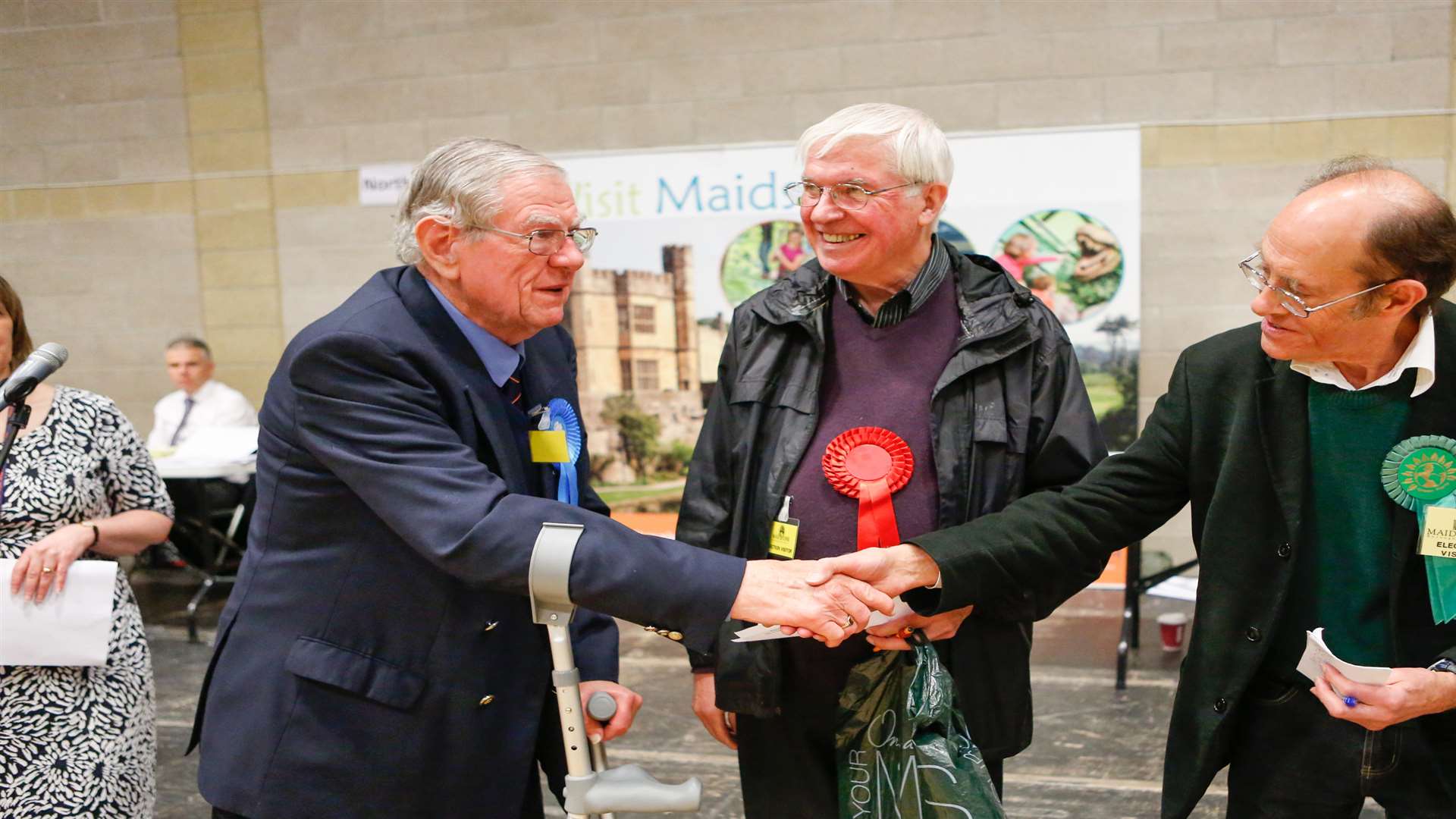 Alistair Black (left) being congratulated by the other candidates when he was re-elected to Fant Ward in May this year.