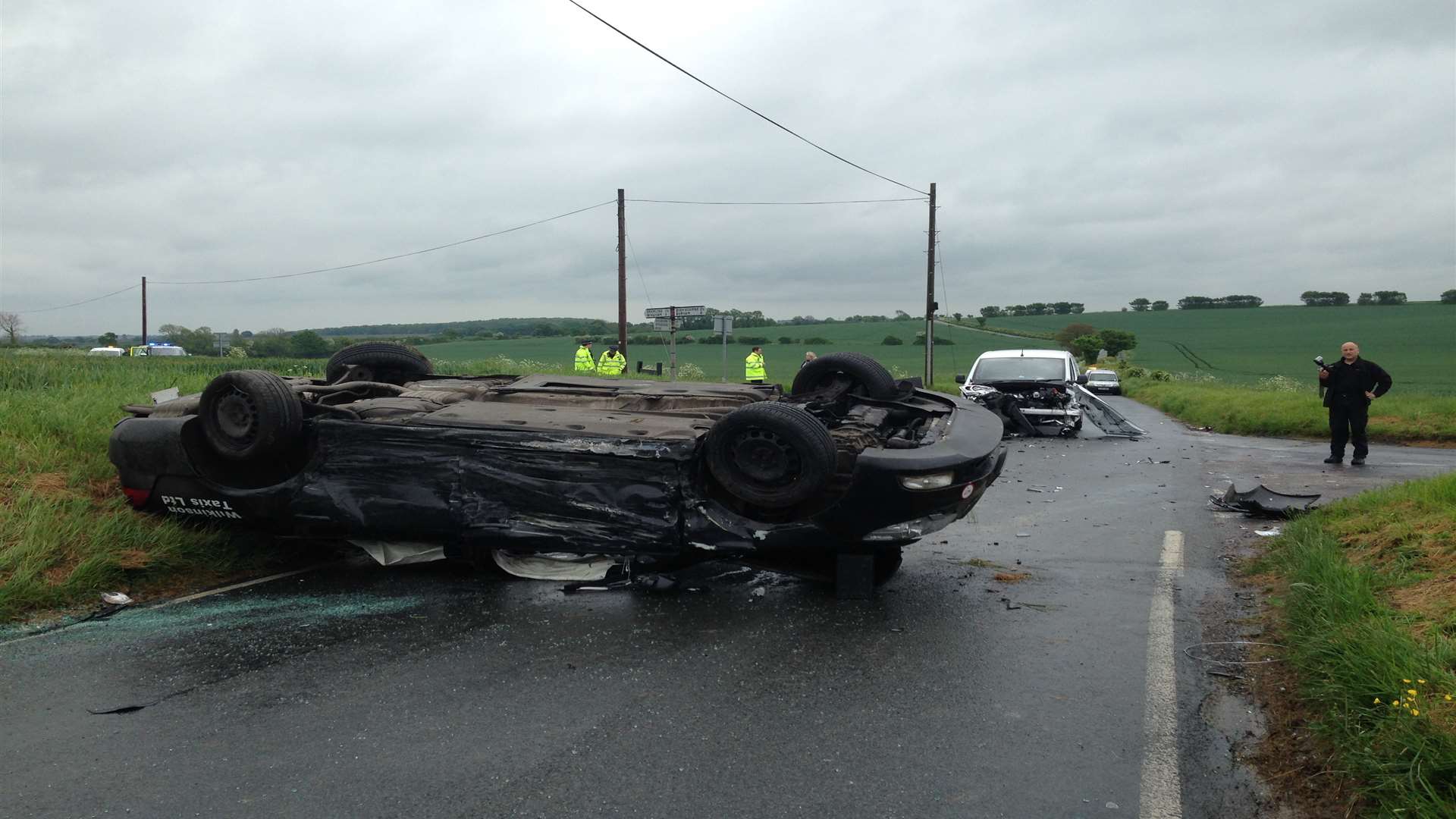 The taxi damaged in the crash