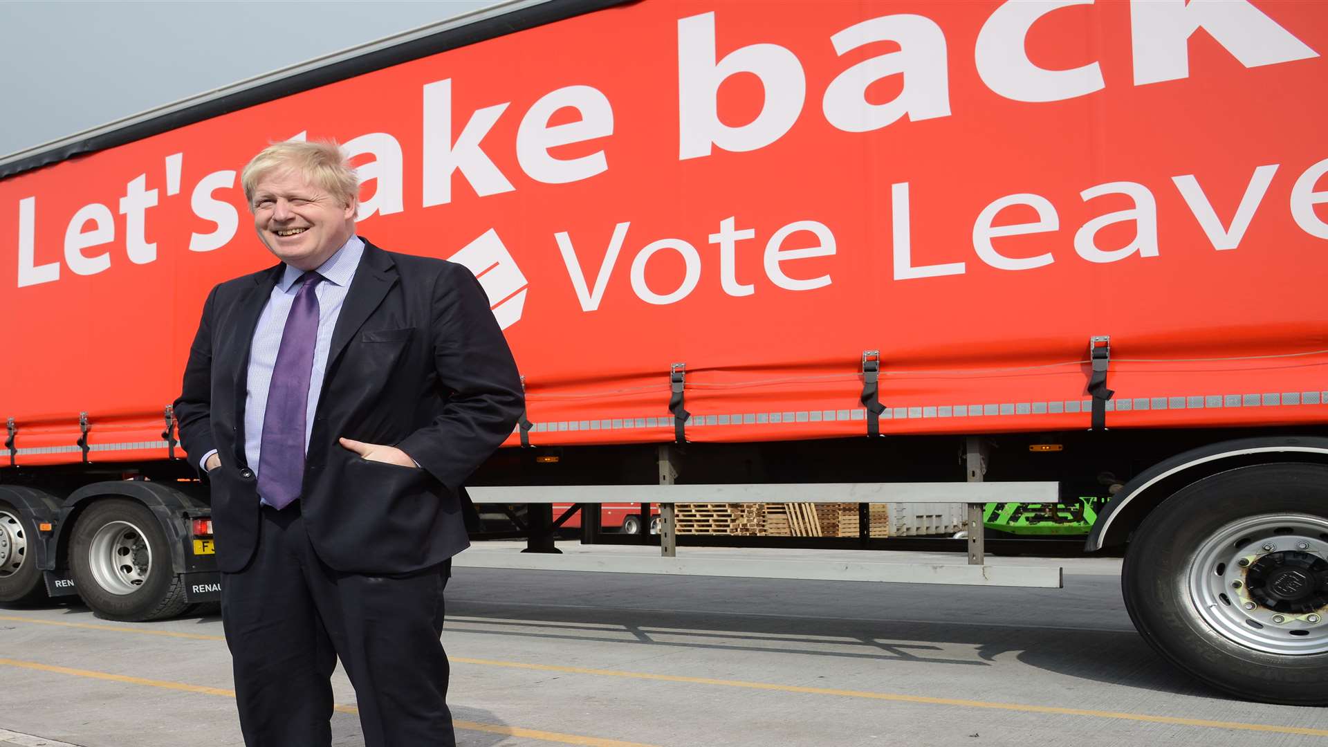 Boris Johnson campaigning for Brexit at Europa Worldwide's Dartford site.