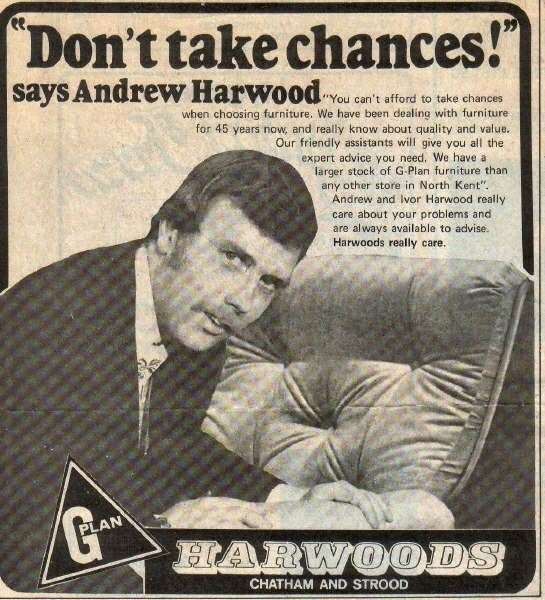 Advert featrurung the late Andrew Harwood