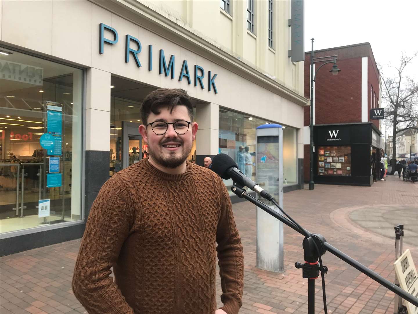 Busker Jordan Ravenhill said he was trying to cheer people up in Chatham