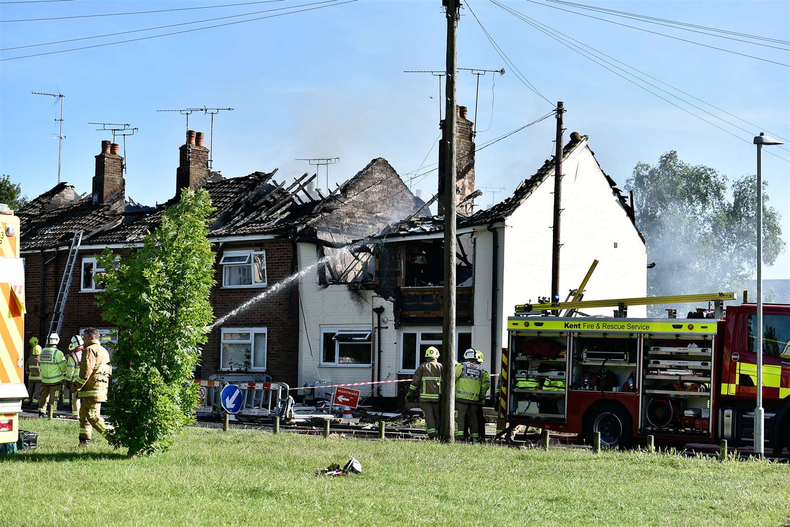 The scene of devastation following the gas explosion and fire at Little Knoll, South Ashford