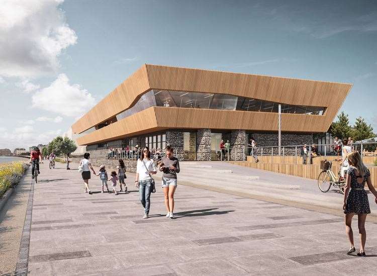 Artist's impression of the proposed leisure centre at the Princes Parade development in Hythe