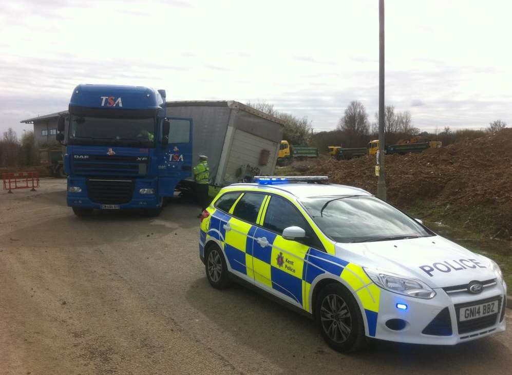 Police were called after the lorry got into difficulties. Picture: Kent Police