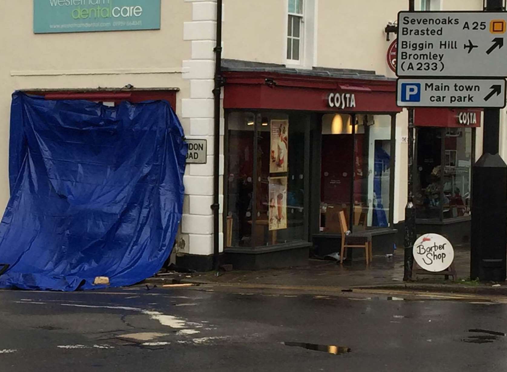 A man has appeared in court charged with dangerous driving after a car crashed into Costa, Westerham