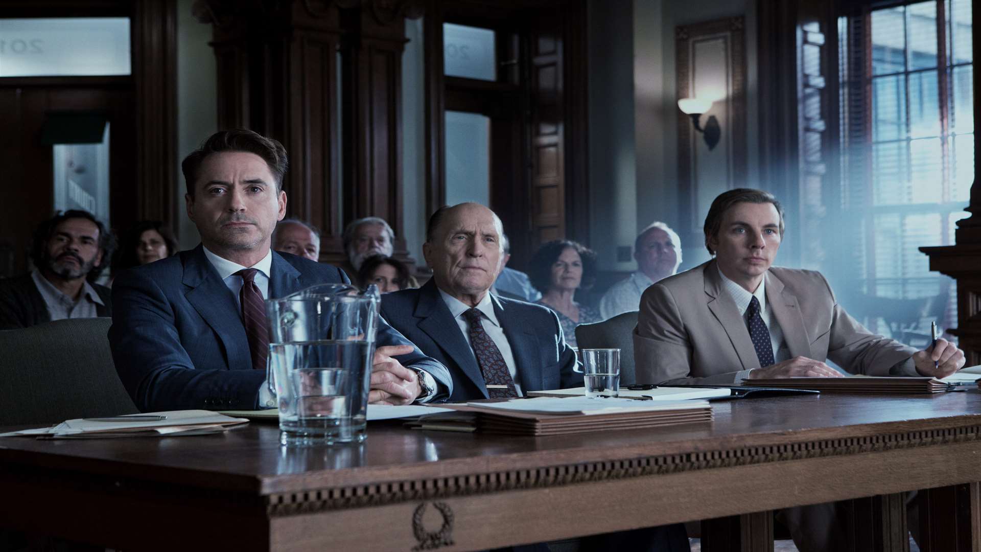 Robert Downey Jr as Hank Palmer, Robert Duvall as Joseph Palmer and Dax Shepard as C.P.Kennedy, in The Judge. Picture: PA Photo/Warner Bros