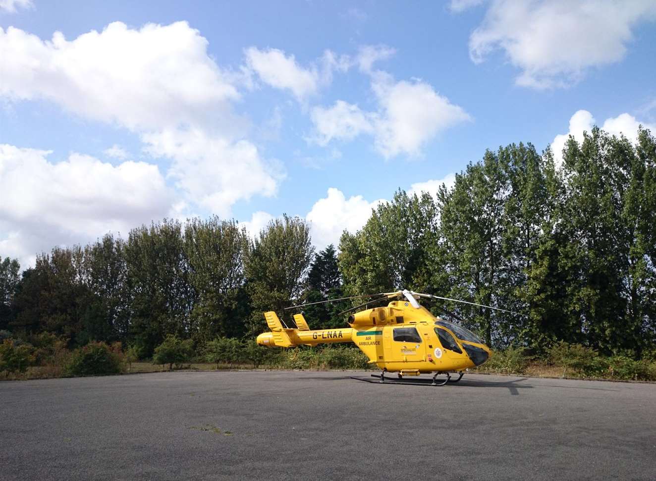 The air ambulance at Fowlmead on Sunday