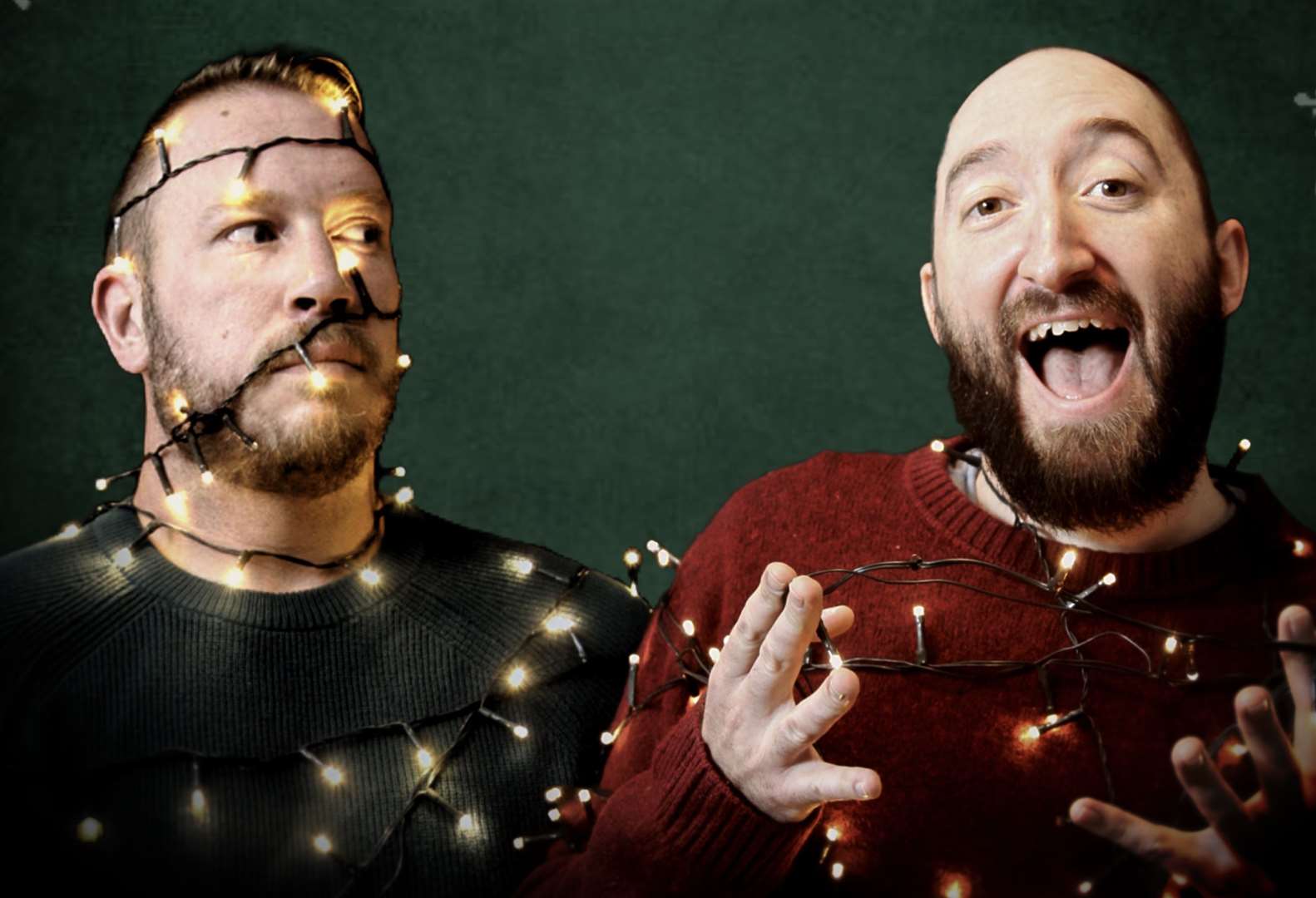 A photo of Stuart and James from a poster for the pair's Christmas song. Picture: Stuart Weller