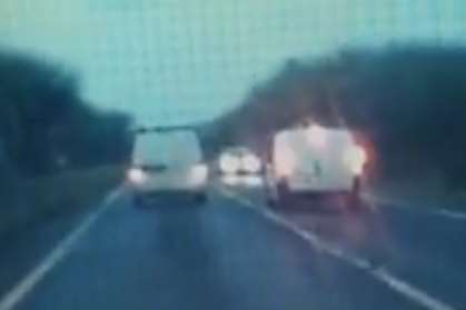 A dashcam captured the terrifying moment