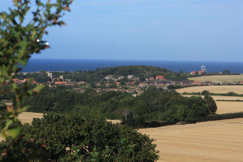 Scenic view of Weybourne village from Kelling Heath