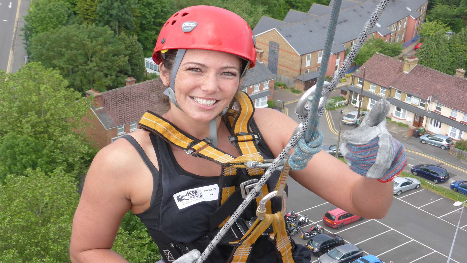 Maria Church of Chatham for Tiger Paws PTA Maidstone at the KM Abseil Challenge 2016.
