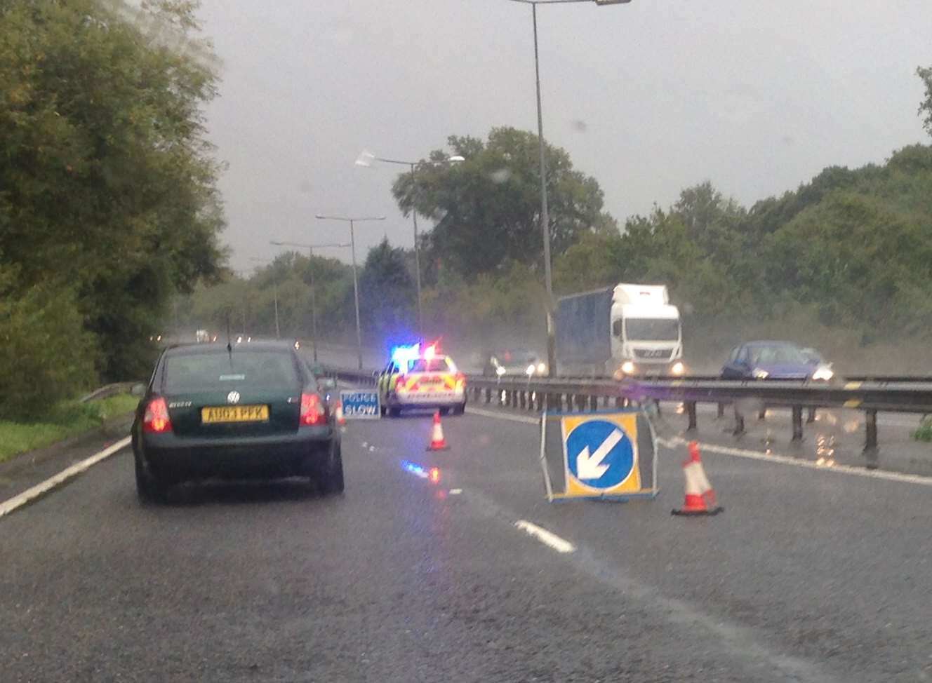 Police slow down traffic on the Thanet Way following crash