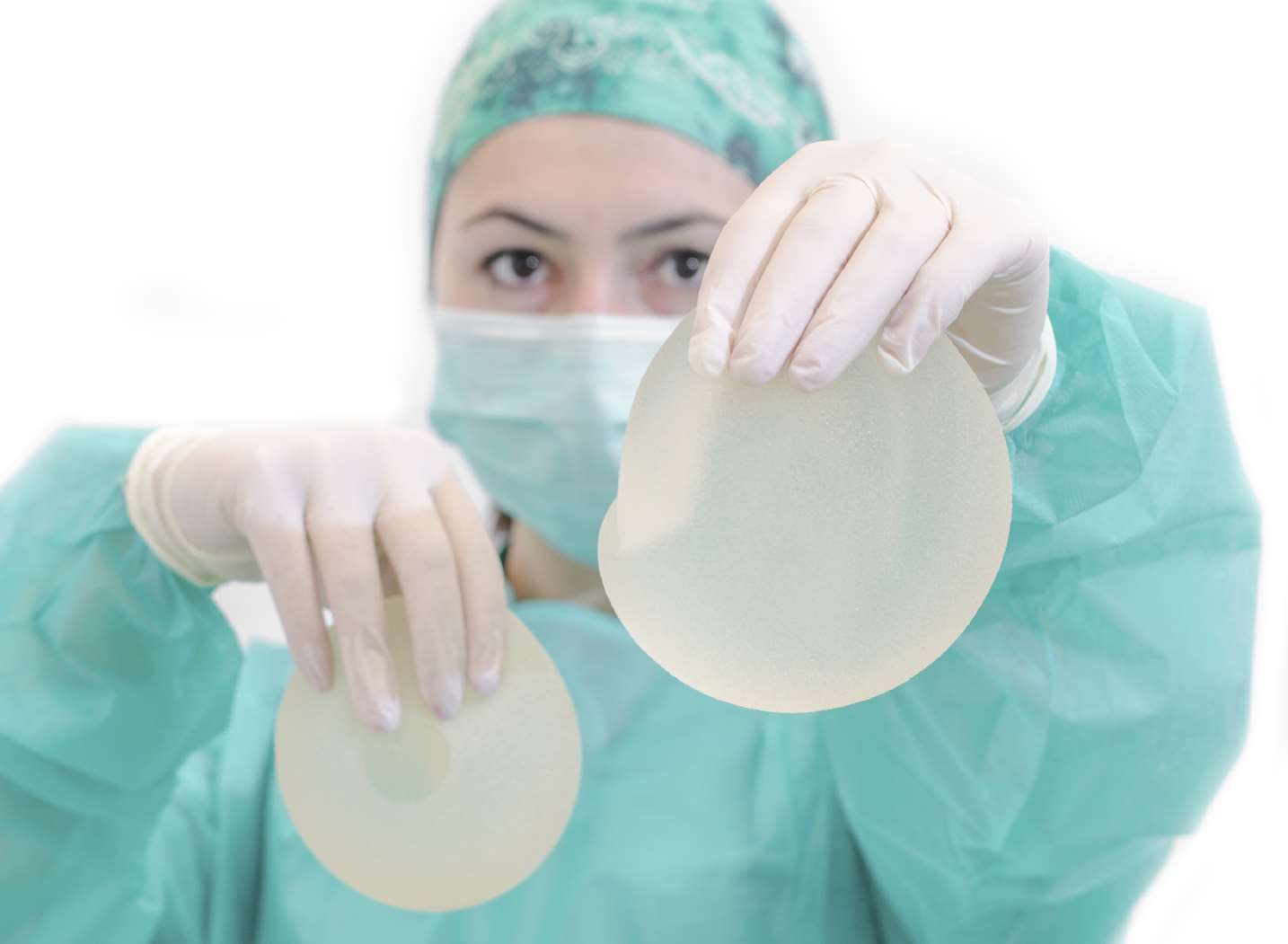 Implants used in breast augmentation surgery. Stock image