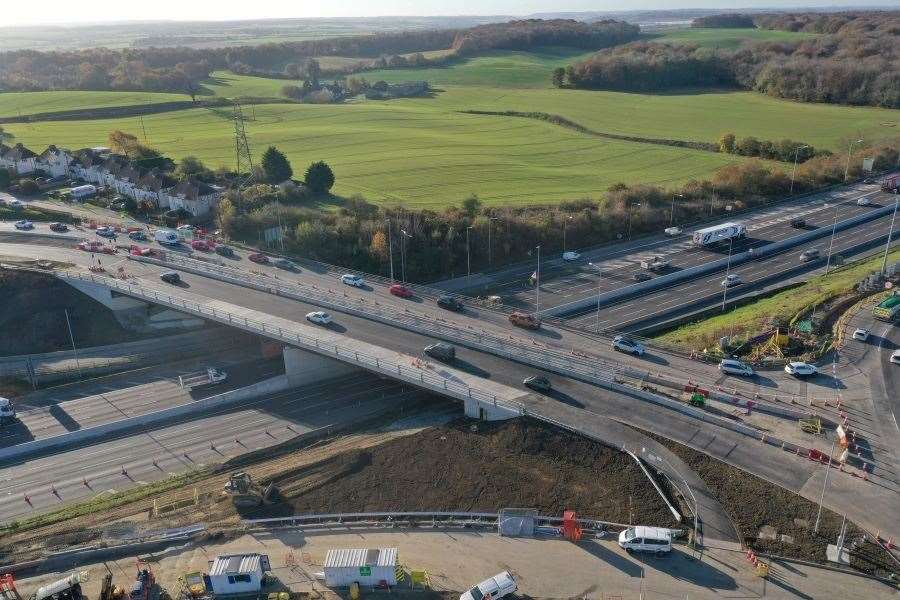 The new Bean Lane bridge over the A2 has been completed four months early as part of a £112m project to improve the junction near Bluewater. Picture: National Highways (53328681)