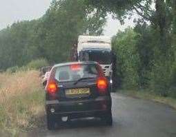 A lorry trying to squeeze down a lane between Lower Halstow and Bobbing. Picture: Sheree Richardson