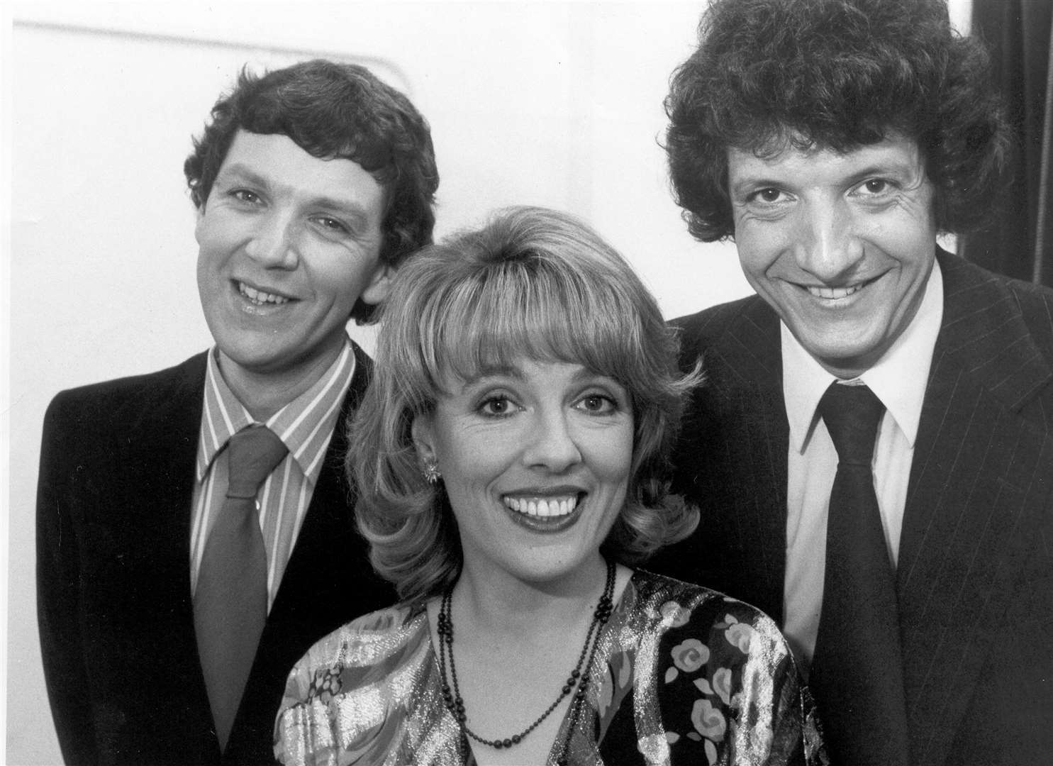 Esther with her two presenters from That's Life, Paul Heiney (left) and Chris Serle