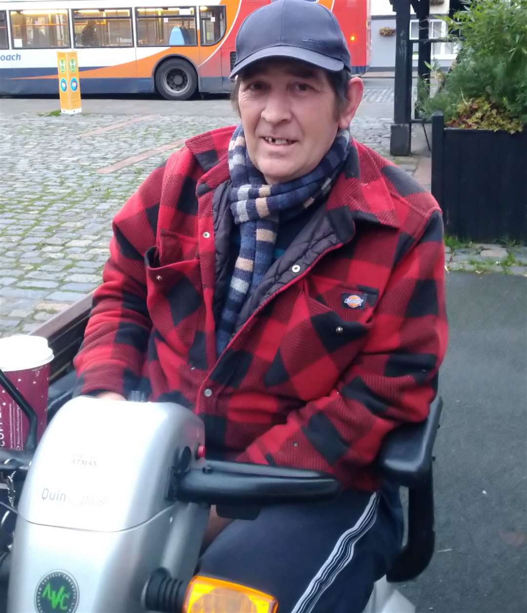 Chris King who had a stroke in 2016 now uses a mobility scooter