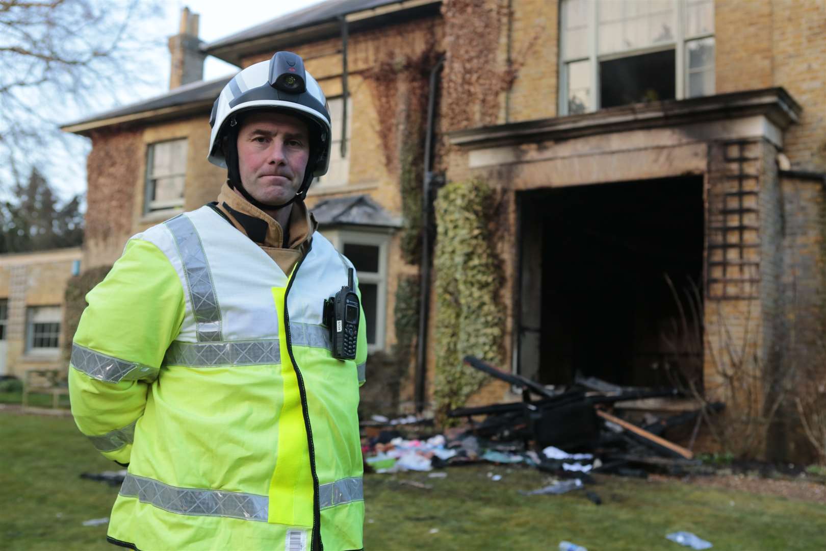 Maidstone Fire Station manager Dave Nolan at the scene of the blaze. Picture: Martin Apps