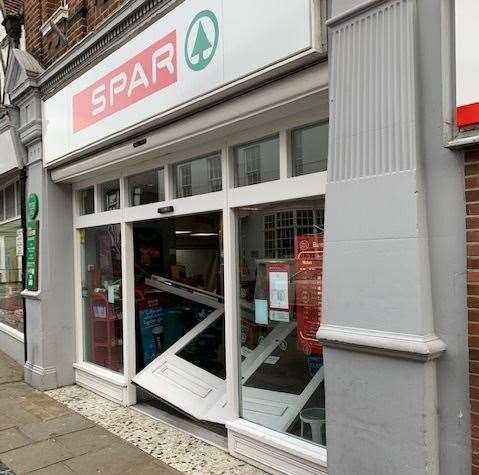 The flooded Spar in Market Street, Sandwich, was also broken into last month. Picture: David Wood