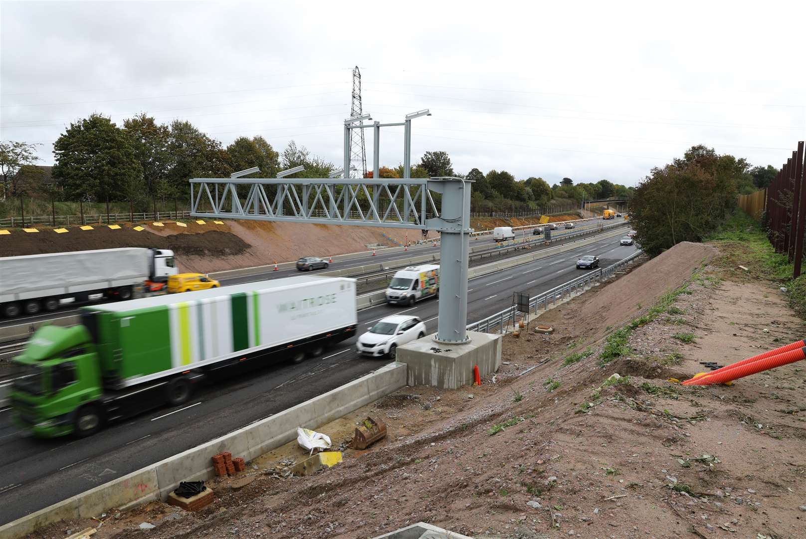 Work progressing on the M20 smart motorway scheme, near Larkfield, Aylesford. Picture: Andy Jones