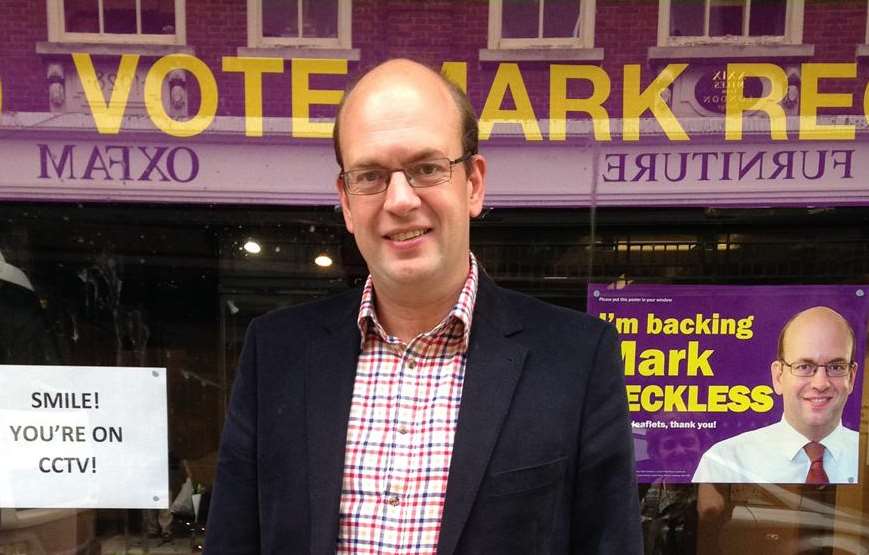 Mark Reckless, pictured outside his pop-up Ukip office in Rochester High Street
