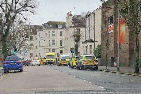 There was emergency incident in Bouverie Road West, Folkestone, near Sainsbury's