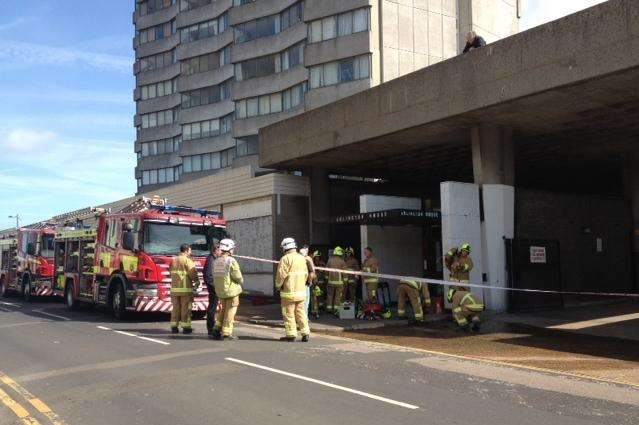 Firefighters at Arlington House, Margate. Stock picture