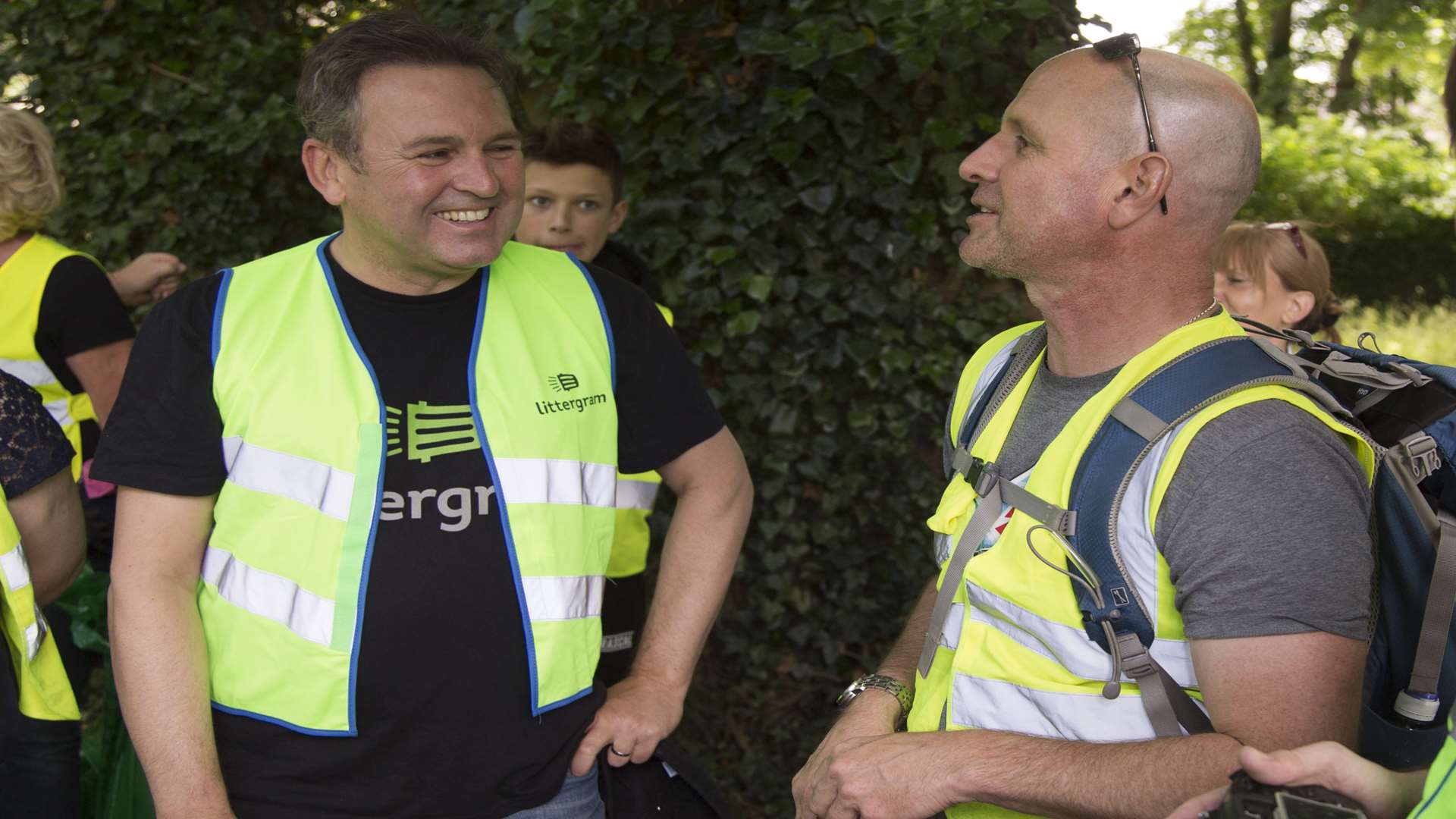 LitterGram founder Danny Lucas out on a clean up with the One Show's Mike Dilger