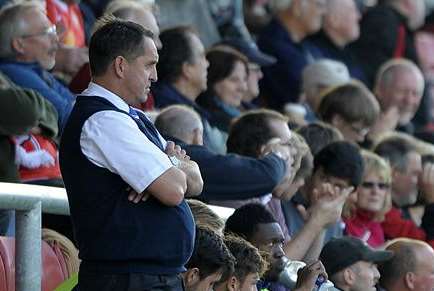 Martin Allen watches on at Crewe Picture: Barry Goodwin