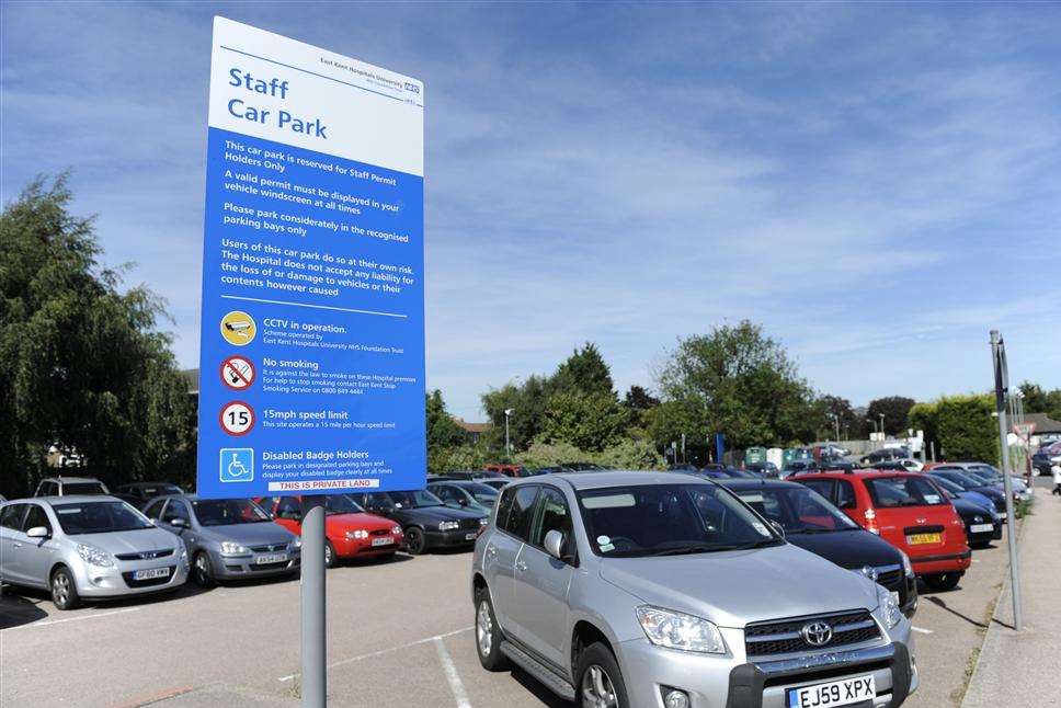 Staff car park at the Kent and Canterbury Hospital