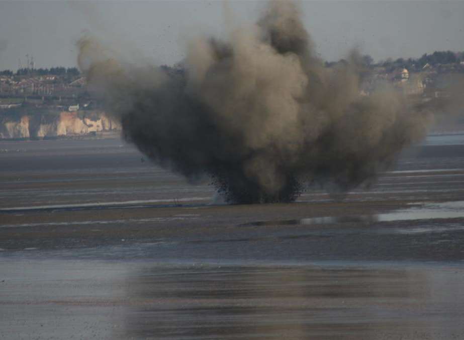 The shell was safely exploded by the Royal Navy Bomb Disposal Team and Dover Coastguard