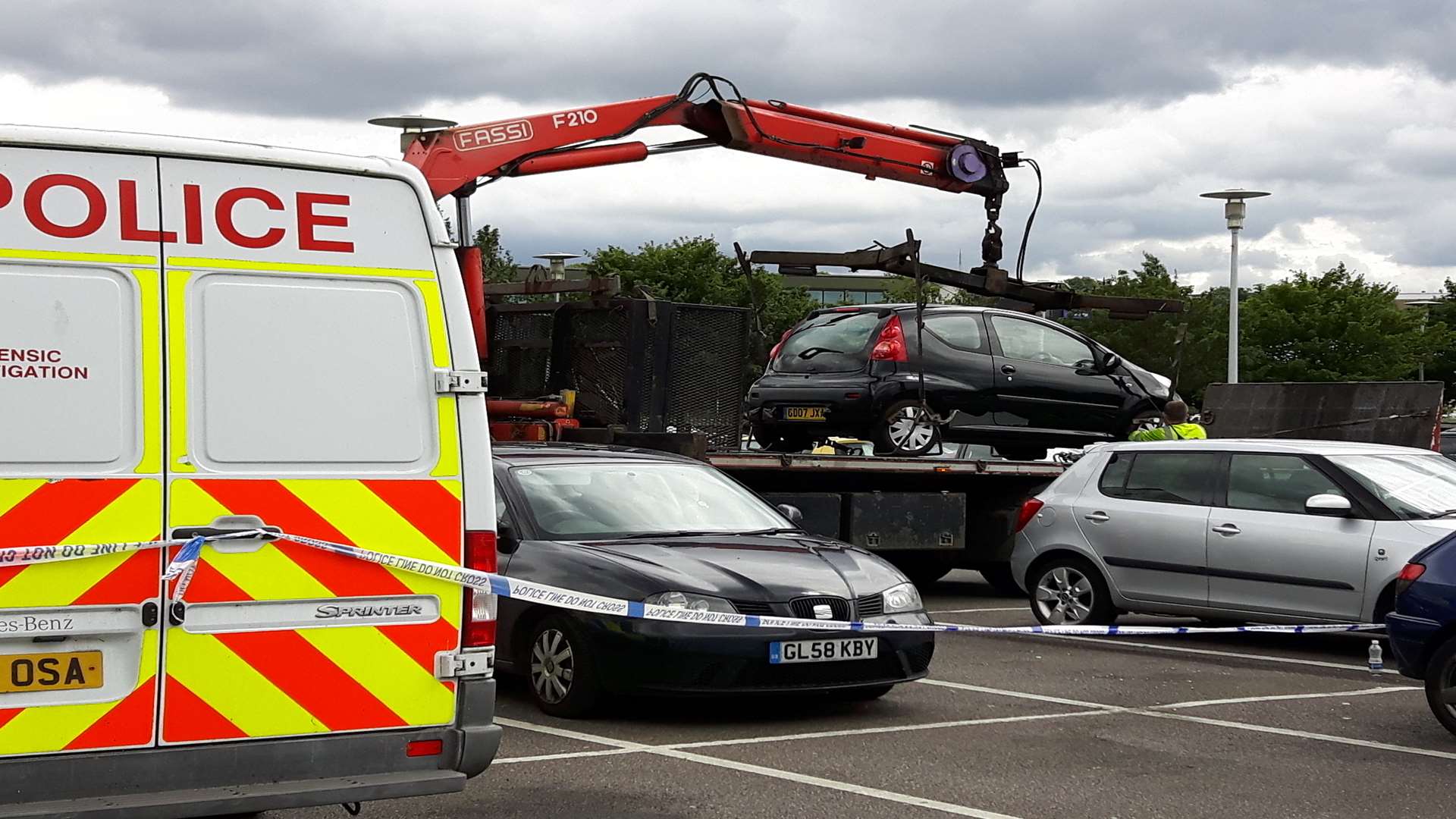 A car was removed following the incident in the Dockside Outlet