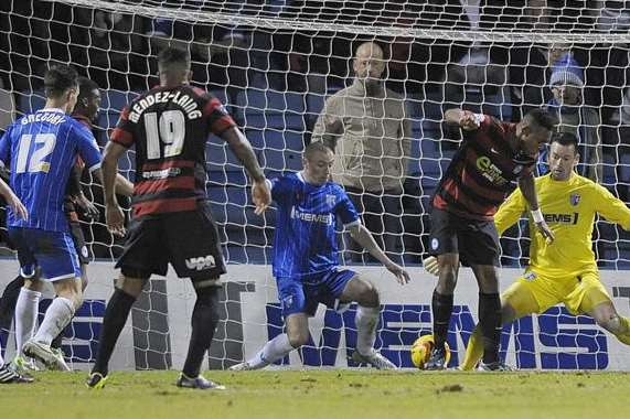 Peterborough's Britt Assombalonga levels in stoppage-time Pic: Barry Goodwin