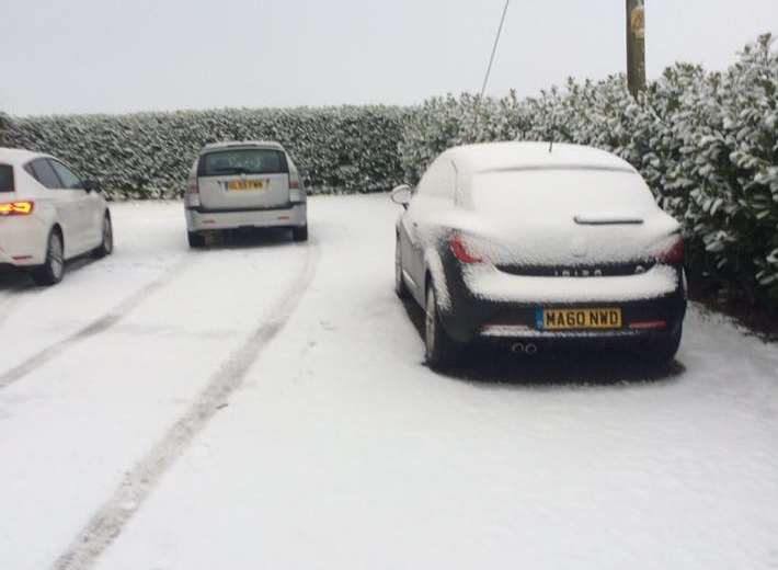 Residents in Singledge Lane, Whitfield, woke up to snow this morning. Picture: John Sheridan