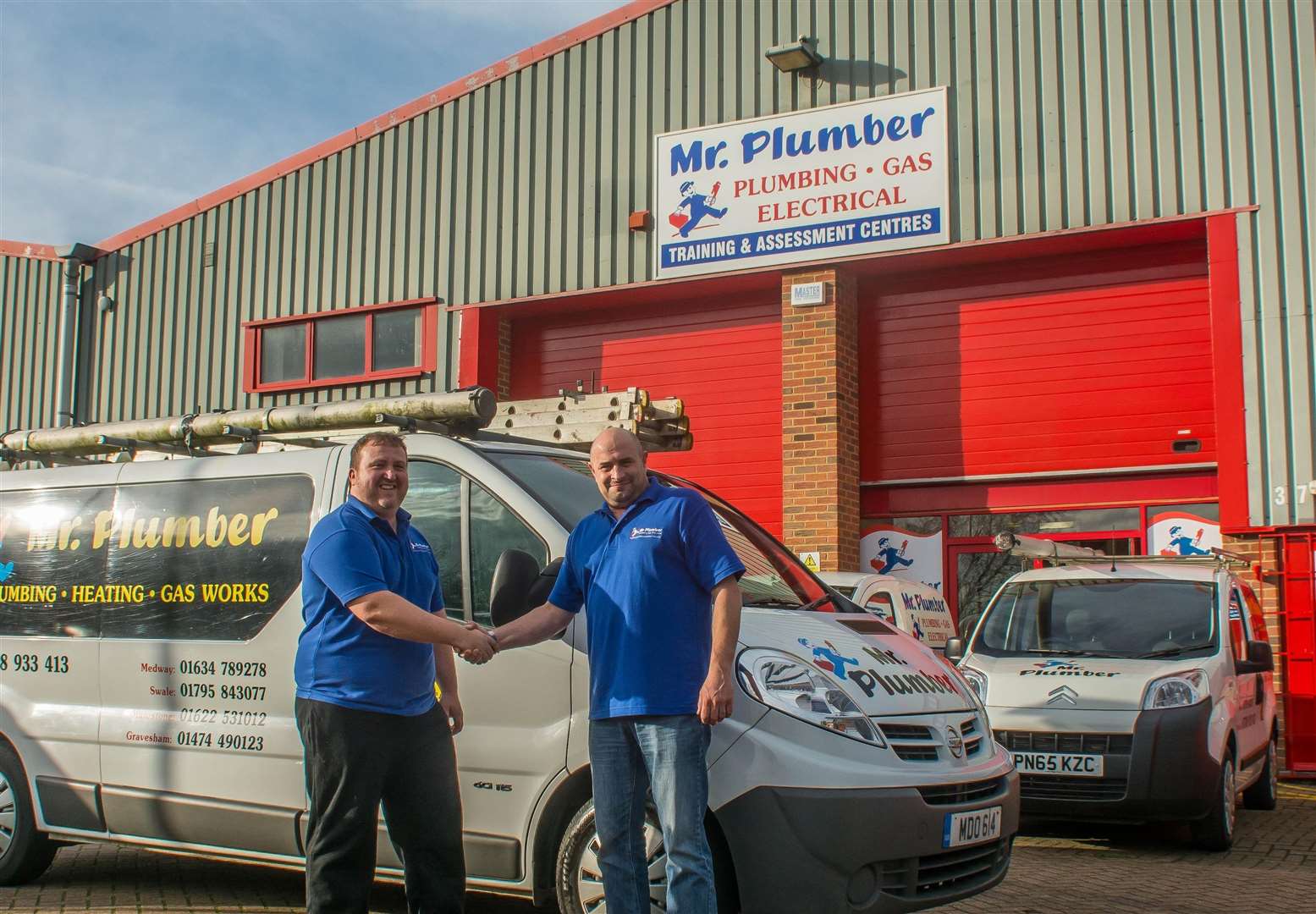 Mark Ongley, left, and Phil Hickey at the launch of the Mr Plumber training centre