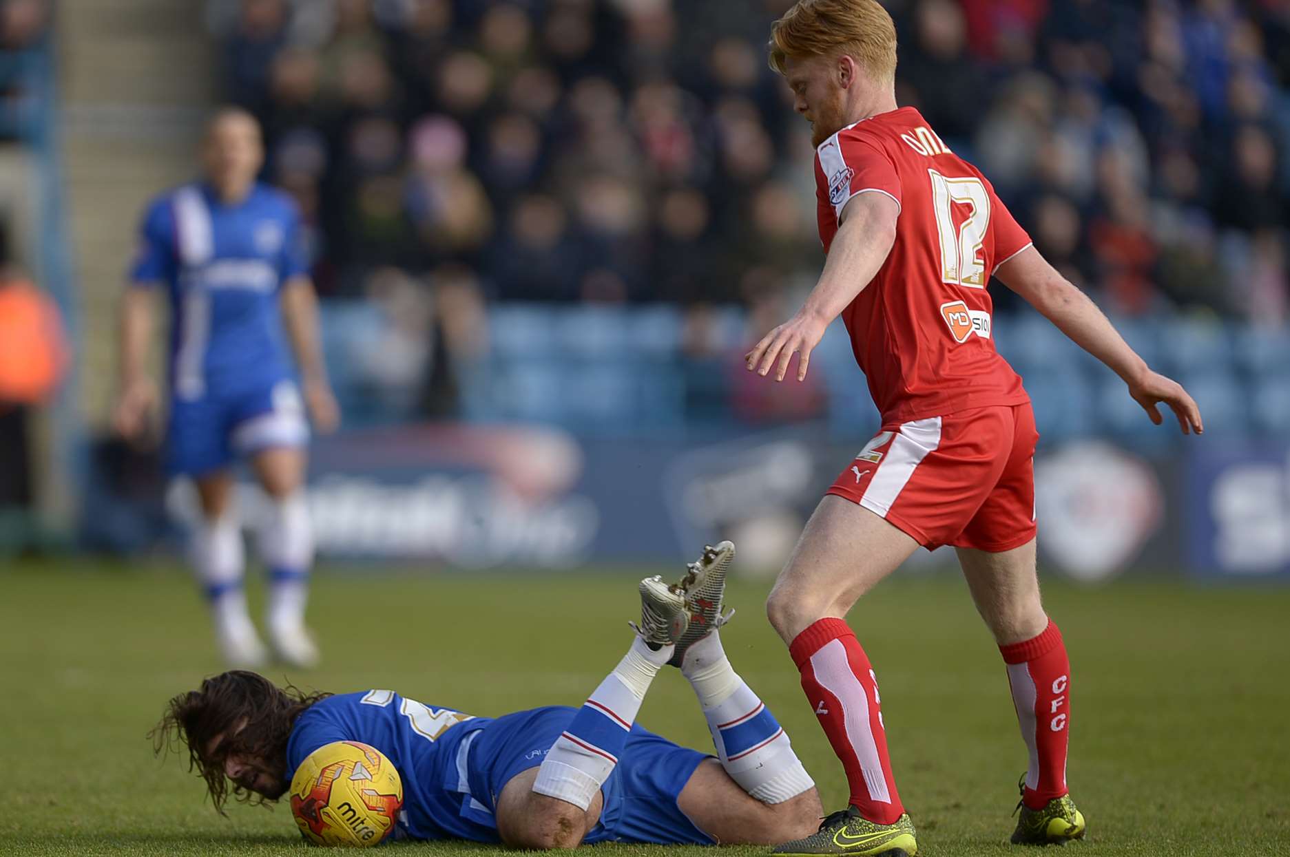 Bradley Dack fouled by Chesterfield's Liam O'Neil Picture: Barry Goodwin