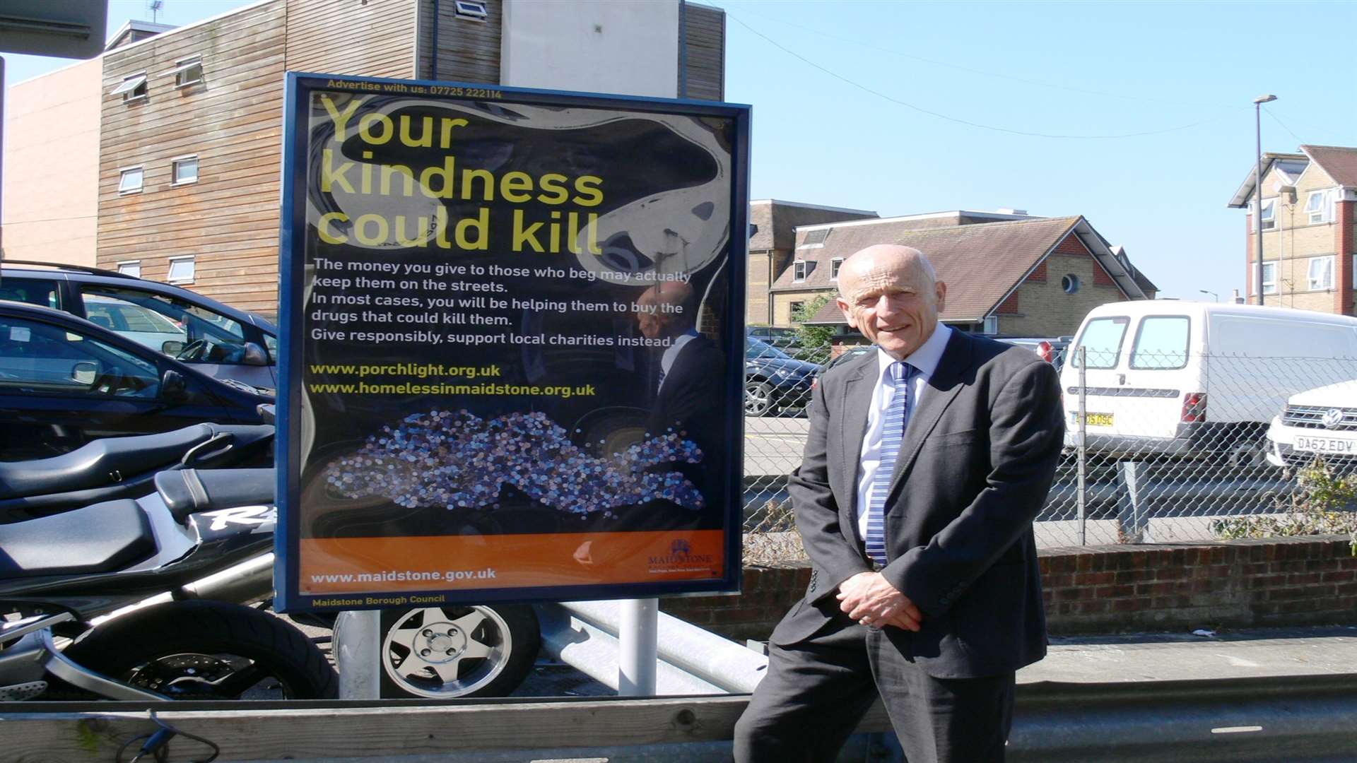 Maidstone councillor John A Wilson punching home the message - "your kindness could kill"