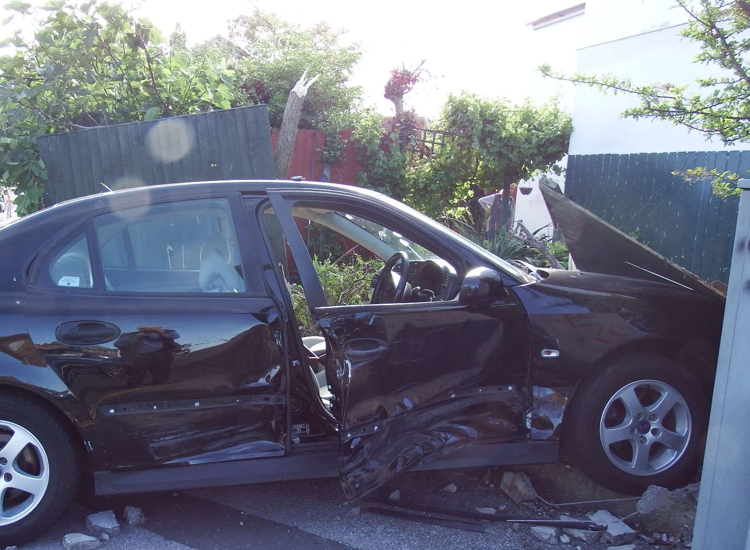 The car ended up in a garden. Picture: Mike Pett.