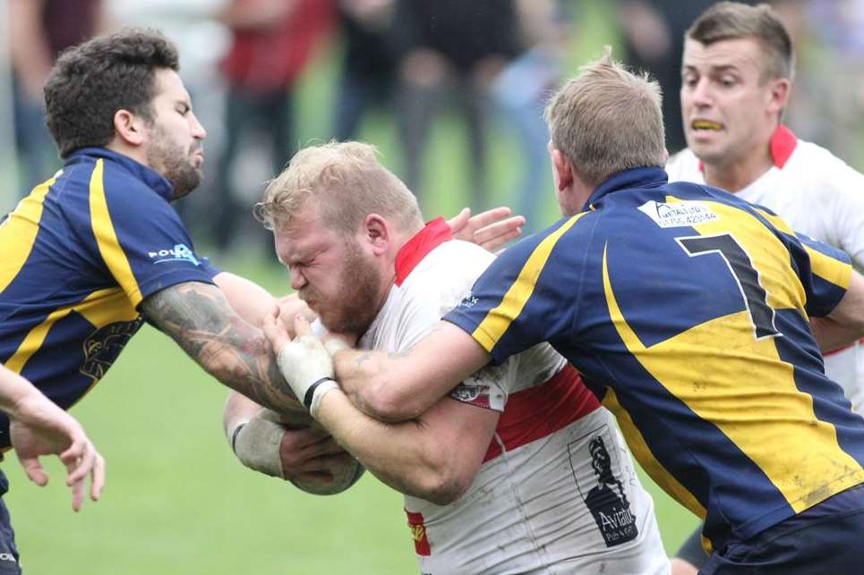 Sittingbourne struggle to contain Sheppey during the sides' Kent 1 clash at the Grove which Dengate's side won 22-10 Picture: John Westhrop