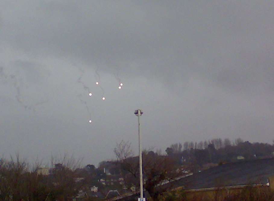 The lights in the sky, thought to be flares, although the MOD say none were being used in the area. Picture: Fred Parker