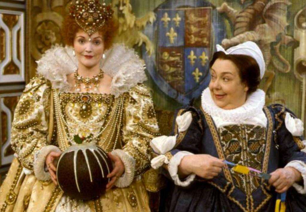 Patsy Byrne, right, in her role as Nursie in Blackadder, with Miranda Richardson, who played Queen Elizabeth I