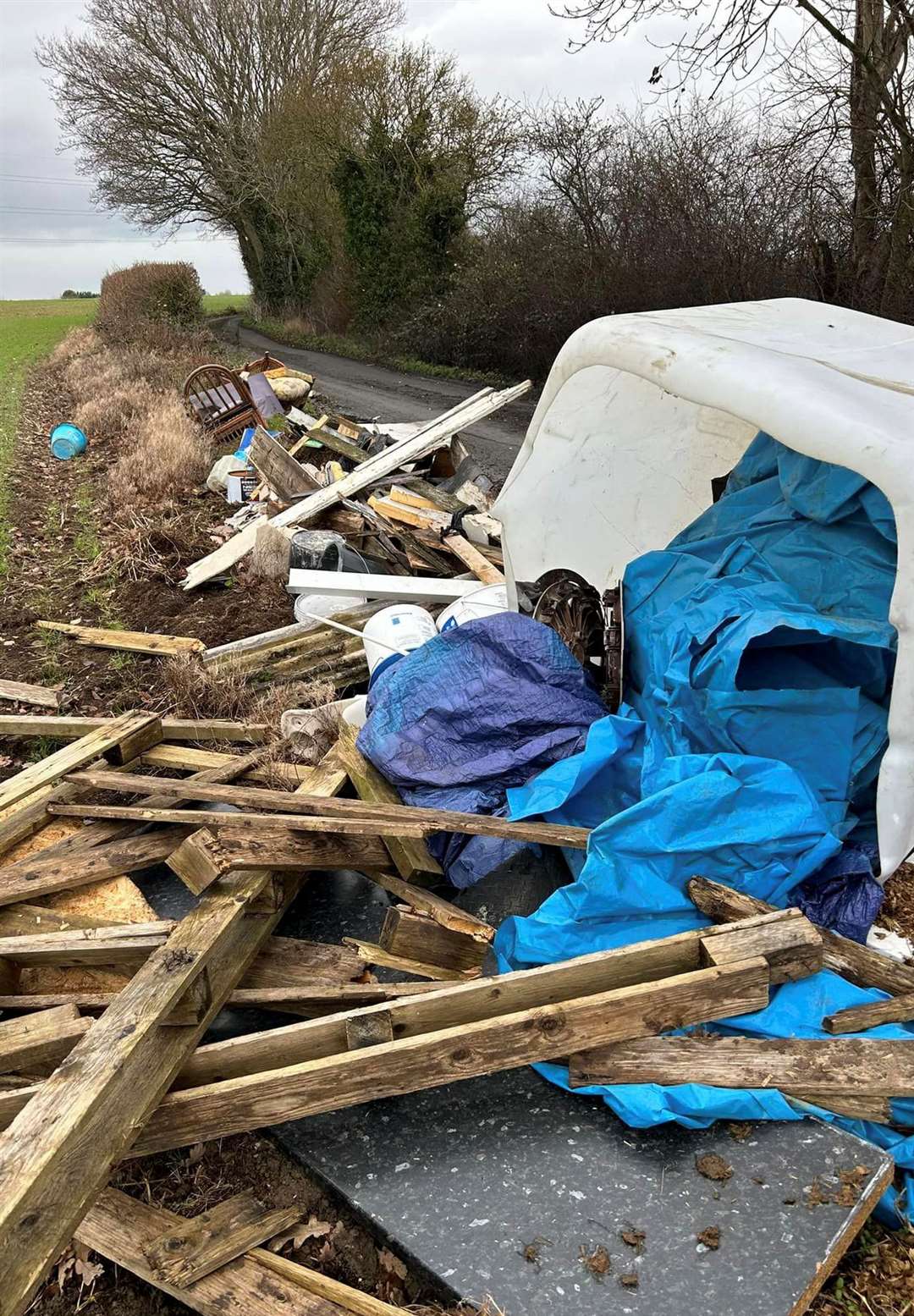 Flytipping dumped in Parsonage Lane, Bobbing. Picture: Mick Connor