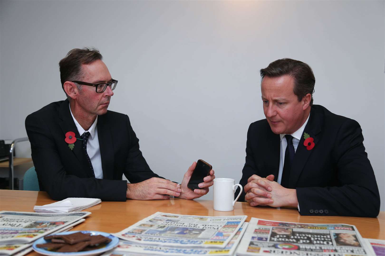 Paul Francis interviews Prime Minister David Cameron in 2014. Picture: Darren Small