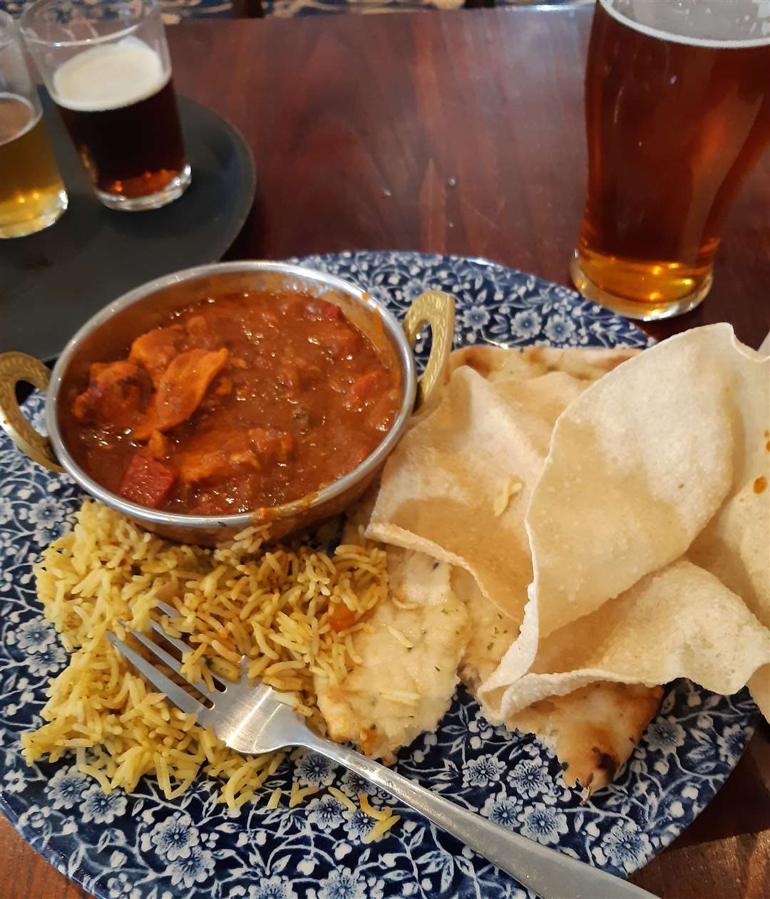 The chicken Jalfrezi curry at Dartford Wetherspoons was rapidly served and included a generous serving of naan bread. Photo: Sean Delaney